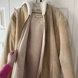 St. John’s Bay Tan Suede Fur Coat Small Fur Lined